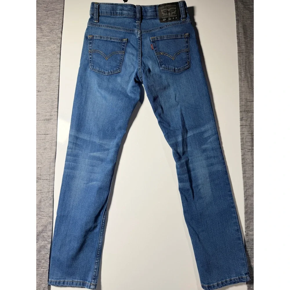 Levis 511 Slim Performance Girls Jeans Size 14 Reg W27 L29 Blue Denim Adjustable